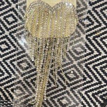 Load image into Gallery viewer, 1-17-23 rhinestone dangle heart brooch: gold, silver

